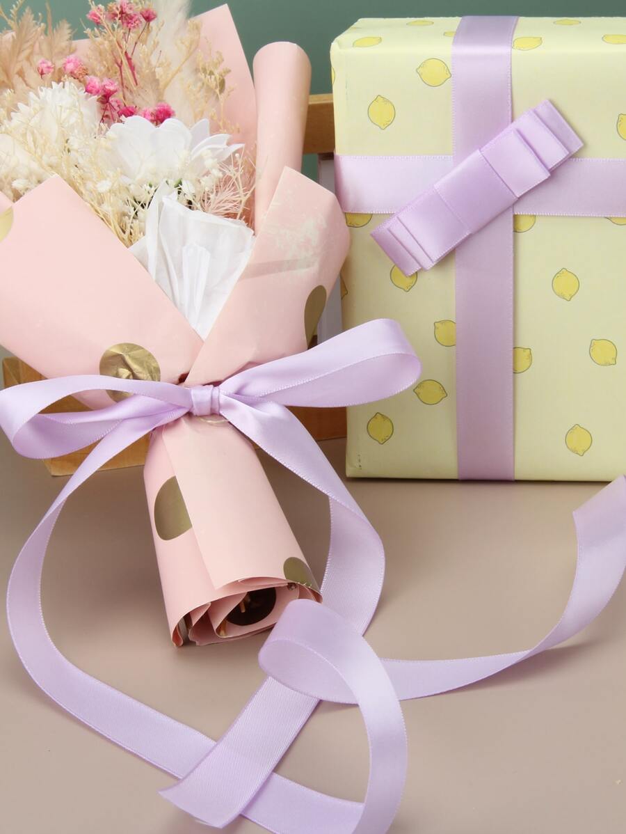 1 rolă de panglică mov pentru ambalaj cadou, panglică minimalistă cu filament de poliester pentru petrecere - Mov Mov - Vizualizare 1