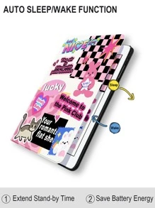 Funda compatible con iPad con estampado de slogan - Multicolor - Ver 4
