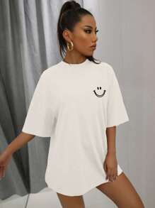 SHEIN Unity Cartoon Graphic Drop Shoulder Oversized Tee - White - View 5