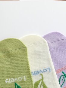 5雙小女童花卉圖案短襪 - 彩色 - 查看 5