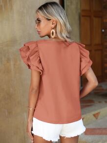 SHEIN Clasi 素色多層袖襯衫 - 珊瑚粉 - 查看 2