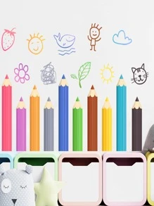 1 件 PVC 墙贴，卡通可爱草莓和花卉图案墙贴，适用于家庭、贴纸、墙贴、乙烯基贴花，用于家庭装饰、春季装饰品让您的家焕然一新、Rama 装饰贴纸礼物生日毕业 - 彩色 - 查看 4