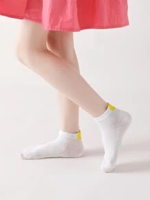 5pairs Toddler Girls Floral Pattern Ankle Socks - Multicolor - View 5