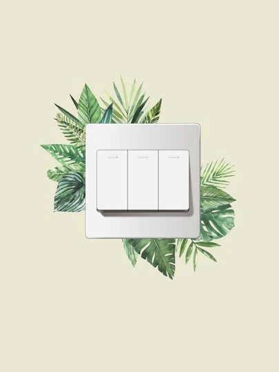 1pc PVC Switch Outlet Wall Sticker, Modern Tropical Pattern Switch Sticker For Home Decoration, Stickers, Wall Decal, Vinyl Decal For Home Decorations, Spring Decoration Items Refresh Your Home, Festival Decoration Stickers Gifts Birthday Graduation