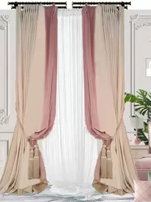 Rèm một tấm hai tông màu, Rèm đơn một tấm polyester tối giản cho phòng ngủ và phòng khách, tất cả các mùa - Nhiều màu - Xem 2