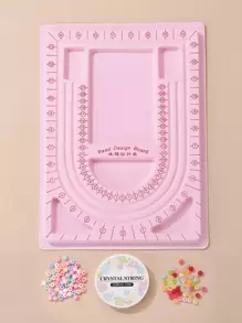 1片織板,1卷直徑0.8mm大約10m長的彈性線,2包混合款式丙烯酸珠子,適用於初學者手鍊和項鍊diy製作 - 彩色 - 查看 1