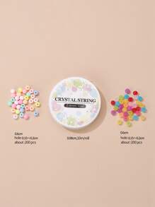1片織板,1卷直徑0.8mm大約10m長的彈性線,2包混合款式丙烯酸珠子,適用於初學者手鍊和項鍊diy製作 - 彩色 - 查看 5