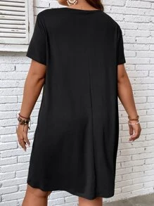 SHEIN LUNE Đầm Plus Size Khối Màu In hoa Báo Giải trí - Nhiều màu - Xem 2