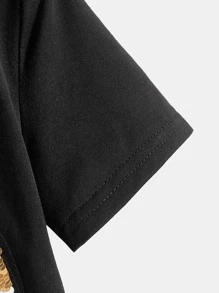 SHEIN Toddler Boys Change Animal Pattern Sequin Tee - Black - View 6