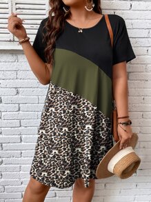 SHEIN LUNE Đầm Plus Size Khối Màu In hoa Báo Giải trí - Nhiều màu - Xem 5