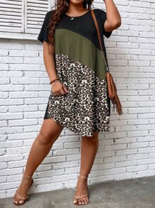 SHEIN LUNE Đầm Plus Size Khối Màu In hoa Báo Giải trí - Nhiều màu - Xem 6