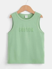 SHEIN Toddler Boys Letter Pattern Tank Top - Mint Green - View 1