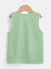 SHEIN Toddler Boys Letter Pattern Tank Top - Mint Green - View 2