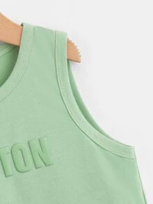 SHEIN Toddler Boys Letter Pattern Tank Top - Mint Green - View 3