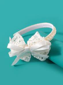 小女童蝴蝶結裝飾髮箍 - 米色 - 查看 2