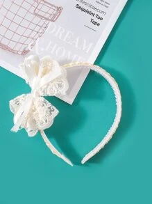 小女童蝴蝶結裝飾髮箍 - 米色 - 查看 3