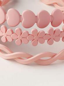 3入組小女童心和花朵裝飾髮箍