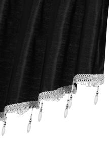1pc Bead Decor Window Valance, Modern Polyester Black V Shaped Curtain Valance For Home - Black - View 5