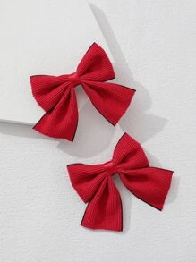 2入組小女童蝴蝶結裝飾髮夾 - 黑色 - 查看 2