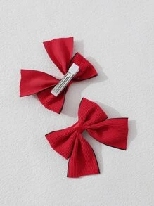 2入組小女童蝴蝶結裝飾髮夾 - 黑色 - 查看 3