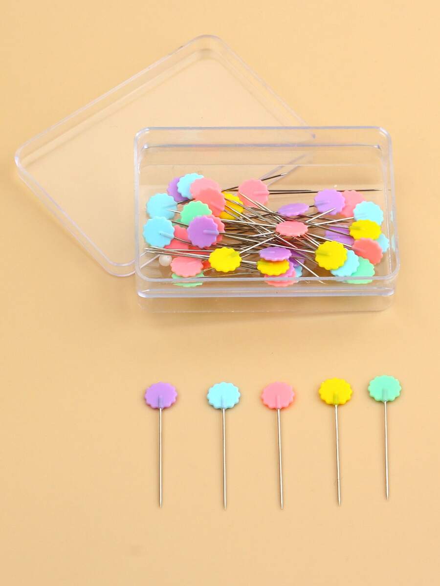 caja de alfileres de confección, alfileres de retales bordados, accesorios, herramientas, agujas de coser, accesorios de costura DIY - Azul - Ver 1