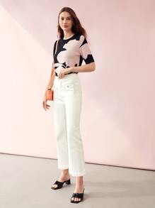 MOTF PREMIUM Top con estampado floral mezcla de viscosa
