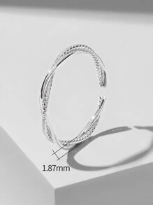 ESBERRY 1枚可调节双藤蔓设计戒指，S925纯银和铂金色，优雅珠宝，适合日常佩戴 - 銀色 - 查看 5
