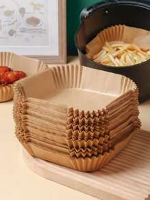 50入組/套紙質羊皮紙方形空氣炸鍋紙內膽用於廚房烘焙 - 棕色 - 查看 2