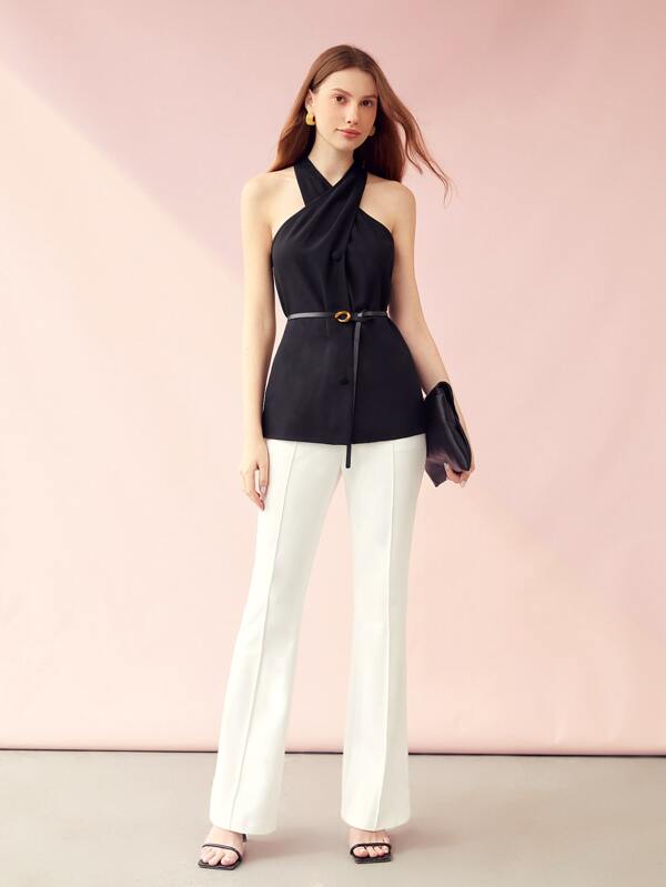 MOTF PREMIUM 交叉繞頸腰帶上衣