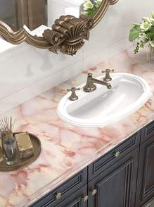 1 Giấy Dán Tường PVC, Cuộn Keo Dán Tường Hoa Văn Đá Cẩm Thạch Cho Gia Đình - Hồng - Xem 5