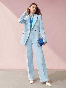 MOTF PREMIUM Quần ống đứng - Màu xanh nhạt - Xem 5