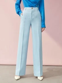 MOTF PREMIUM Quần ống đứng - Màu xanh nhạt - Xem 6