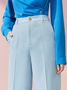 MOTF PREMIUM Quần ống đứng - Màu xanh nhạt - Xem 8