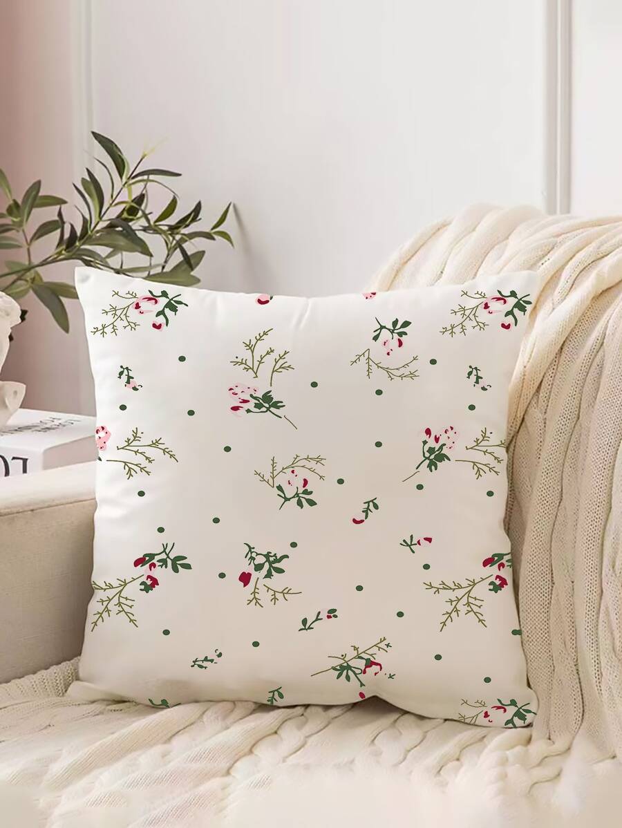1入組花卉圖案織物裝飾抱枕套 - 彩色 - 查看 1