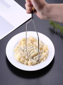 1 pieza Utensilio de cocina para puré de patata de acero inoxidable patata clásico para cocina - Plateado - Ver 3