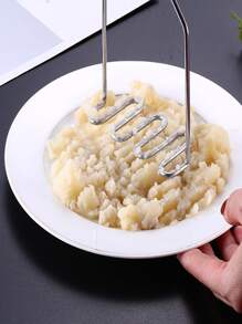1 pieza Utensilio de cocina para puré de patata de acero inoxidable patata clásico para cocina - Plateado - Ver 4