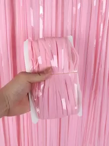 1 件流苏窗帘装饰背景，适用于派对、拍照亭、生日、婚礼、毕业装饰 - 藕粉色 - 查看 2