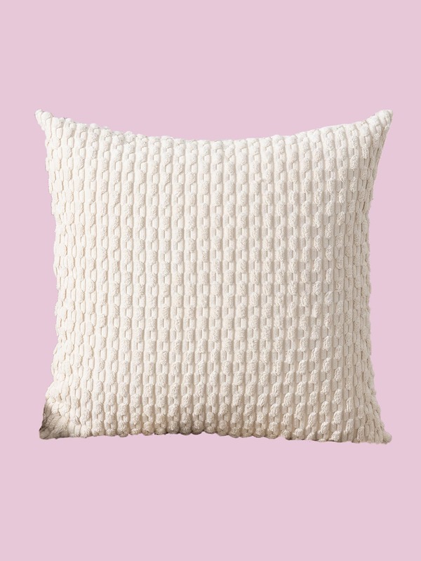 1pc Solid Color Decorative Throw Pillow Case, Polyester Tufted Decor Cushion Cover For Living