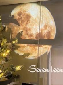 1 pieza Lámpara de proyección de atmósfera con luna y concha de color beige claro y amarillo, iluminación decorativa de pared - Multicolor - Ver 3