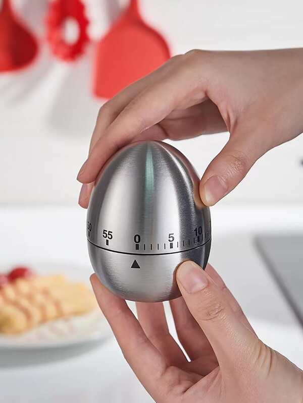 1pc Stainless Steel Timers, Egg Design Electronic Stopwatch Timer For