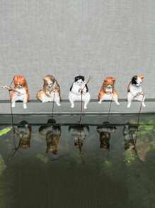 1pc Cartoon Cat Design Random Fish Tank Ornament For Aquarium For Decoration - Multicolor - View 1