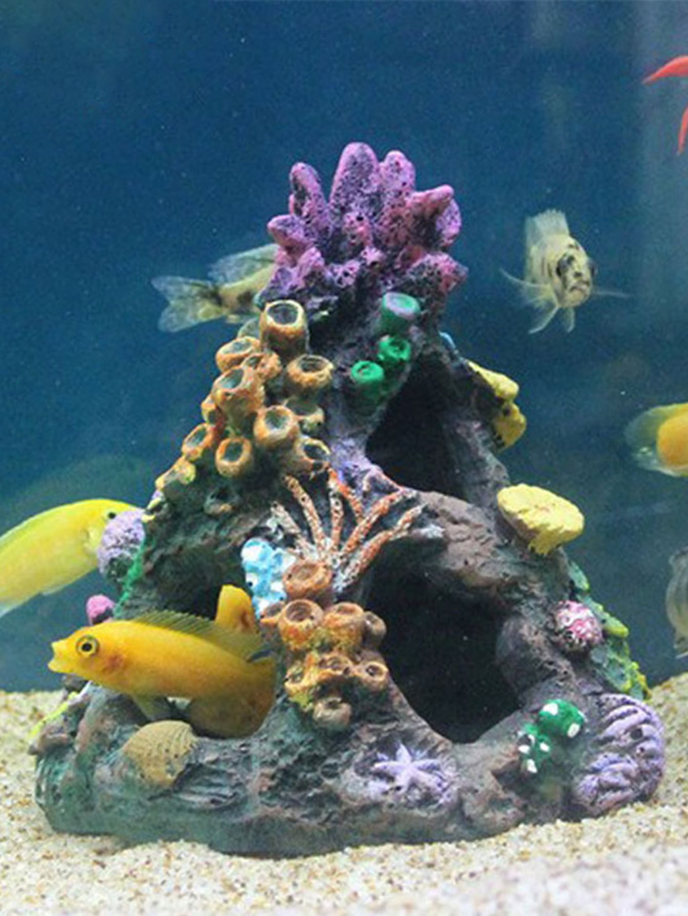 1pc Coral Island Design Fish Tank Ornament - Multicolor - View 1