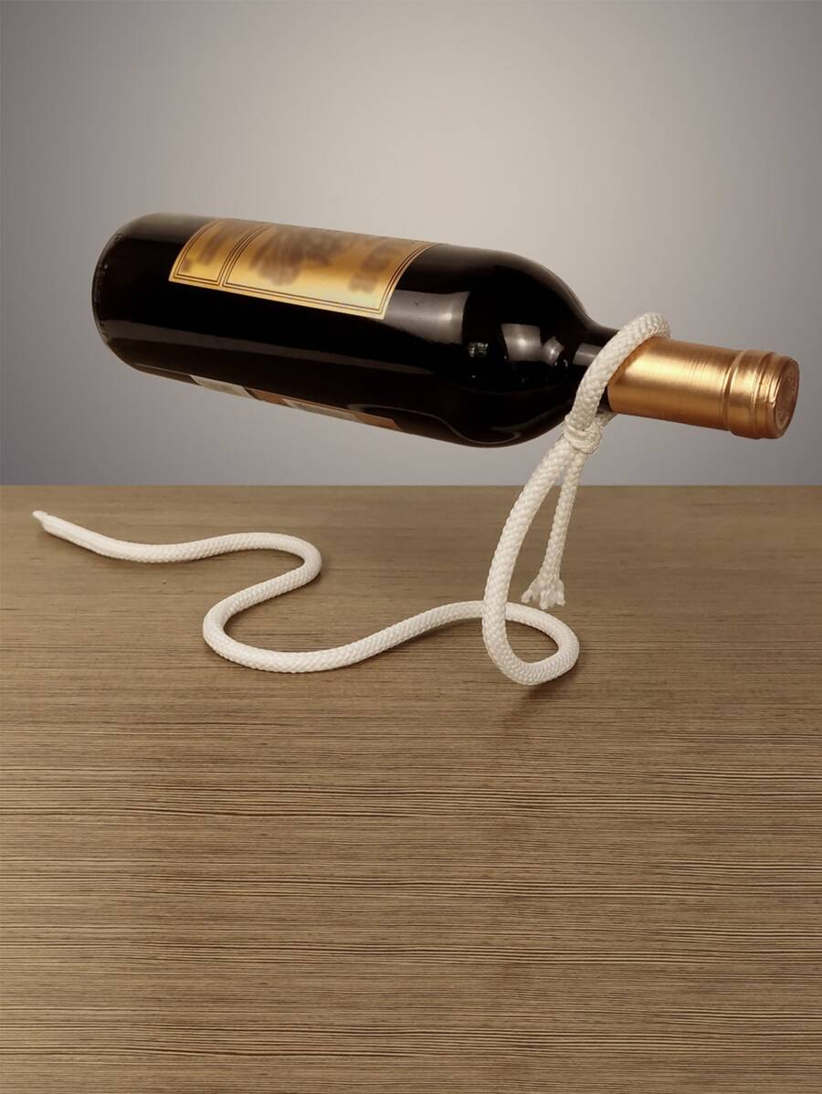 1pc Iron Wine Storage Rack, Creative Rope Design Storage Rack For Wine - White - View 1