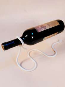 1pc Iron Wine Storage Rack, Creative Rope Design Storage Rack For Wine - White - View 2