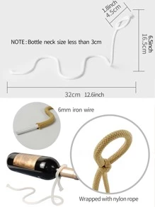 1pc Iron Wine Storage Rack, Creative Rope Design Storage Rack For Wine - White - View 3