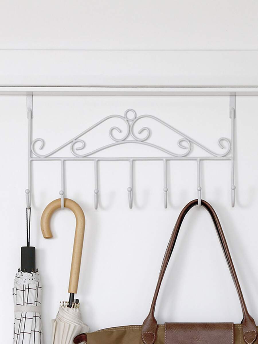 1入組鐵門背掛鉤簡約白色多功能耐用掛鉤適合家用 - 白色 - 查看 1