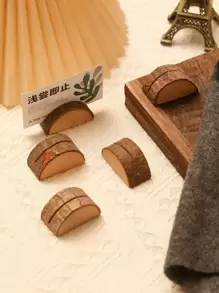 5入組/套木頭卡創意木樁設計卡包適用於派對 - 黃色 - 查看 1