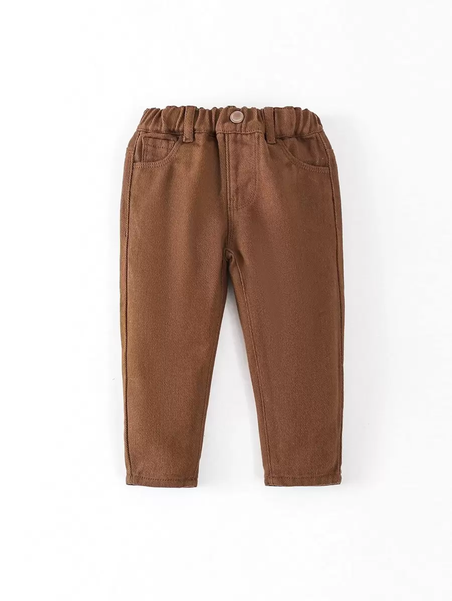Baby Solid Slant Pocket Trousers - Coffee Brown - View 1