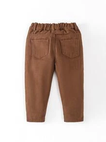 Baby Solid Slant Pocket Trousers - Coffee Brown - View 2