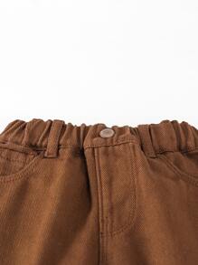 Baby Solid Slant Pocket Trousers - Coffee Brown - View 3